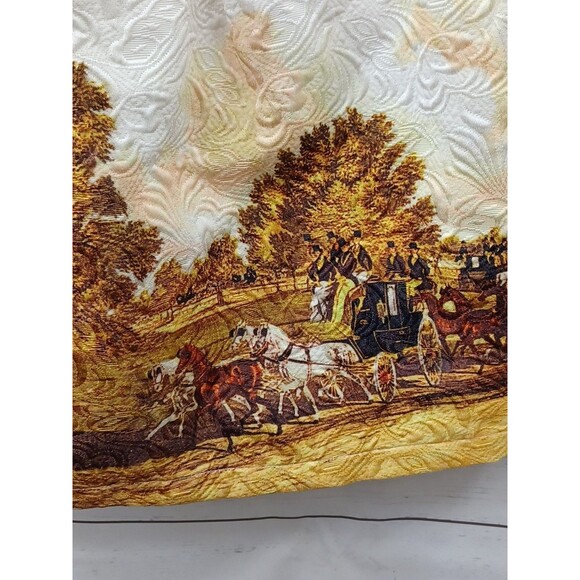 Chickwick Ivory Brocade Dress With Beaded Collar Regency Print on The Hem Sz XS - Picture 4 of 9